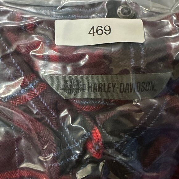 Harley Davidson Womens L Red Plaid Flannel Shirt "Aint No Darling" Graphic Back - Picture 11 of 11